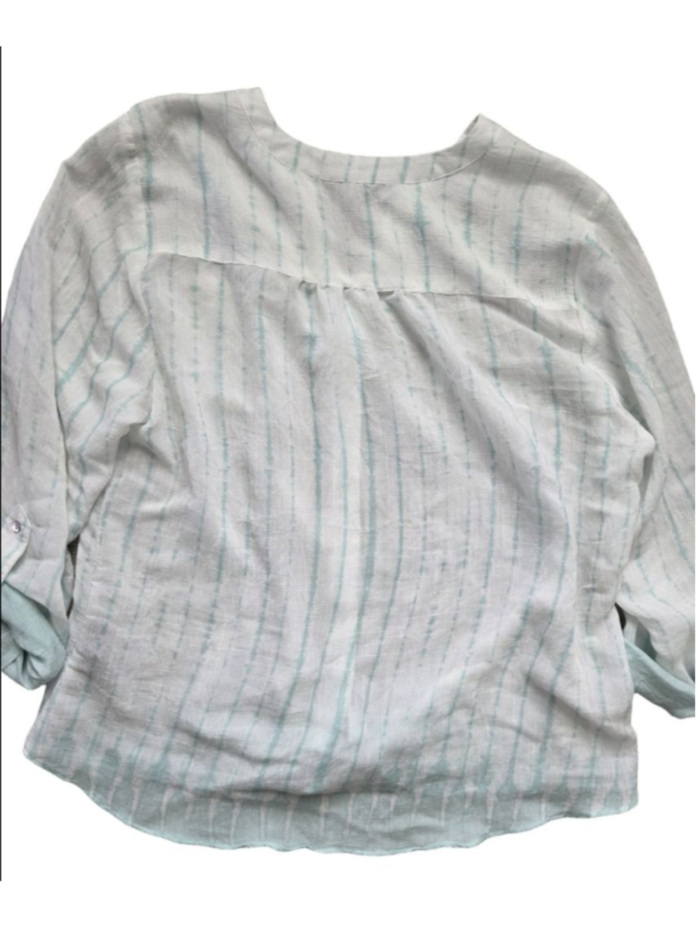 Women's Zac & Rachel Blouse XL White Light Blue Striped Tie Front - Picture 2 of 6